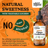 Gotas sin aditivos Wild & Organic chaga, uso práctico diario.