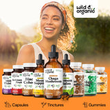Gotas sin alcohol Wild & Organic chaga, opción suave para la digestión.