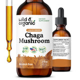 Frasco de tintura Wild & Organic Chaga para uso diario.