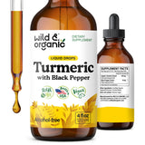 Wild & Organic Curcuma gotas botella: aporte diario para movimiento y bienestar.