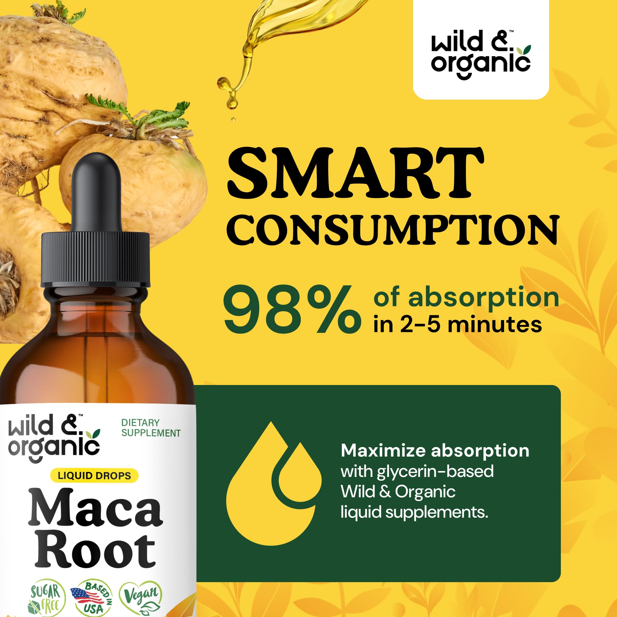 Endulzante natural: glicerina en gotas de maca Wild Organic