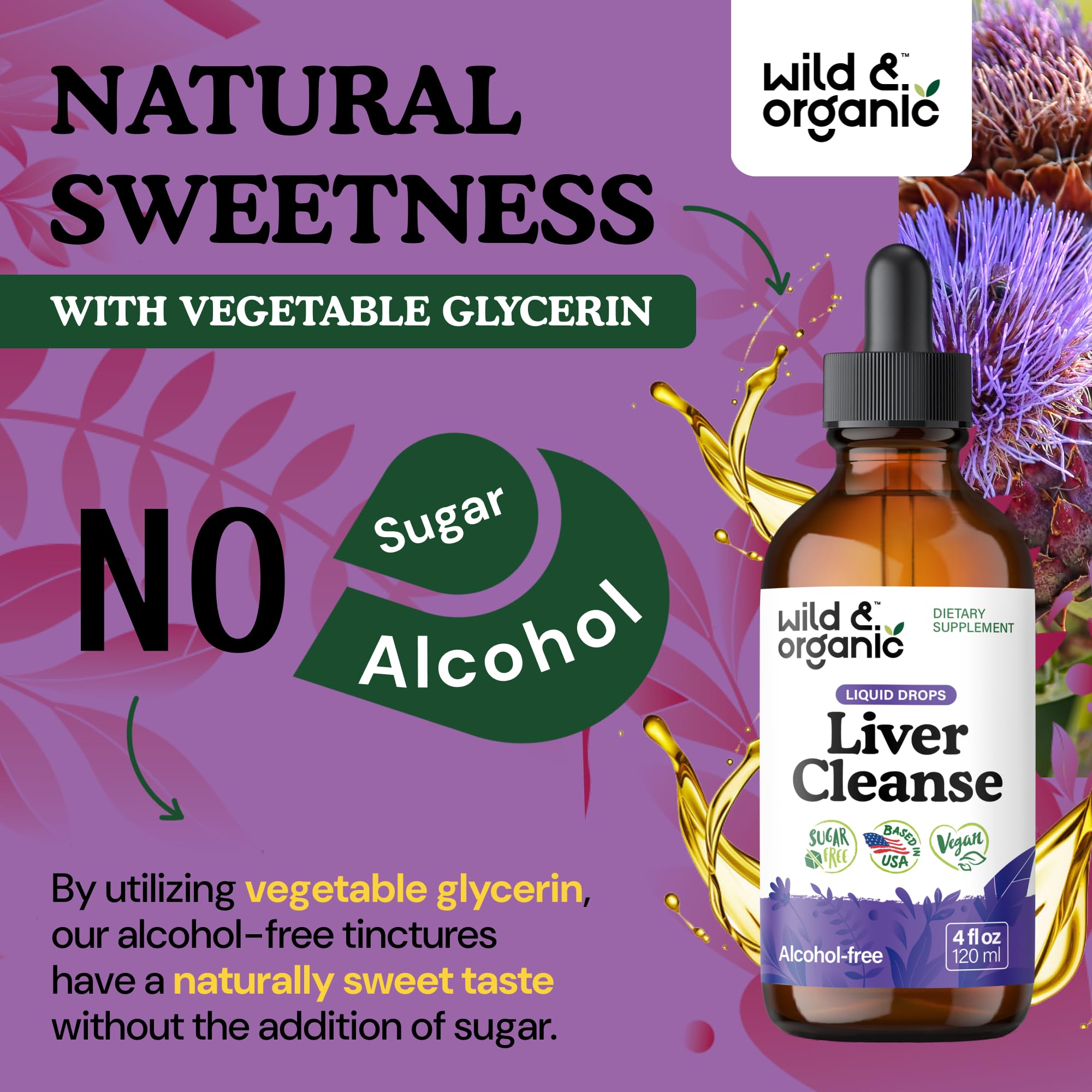 Wild & Organic endulzante natural a base de glicerina, sabor agradable.