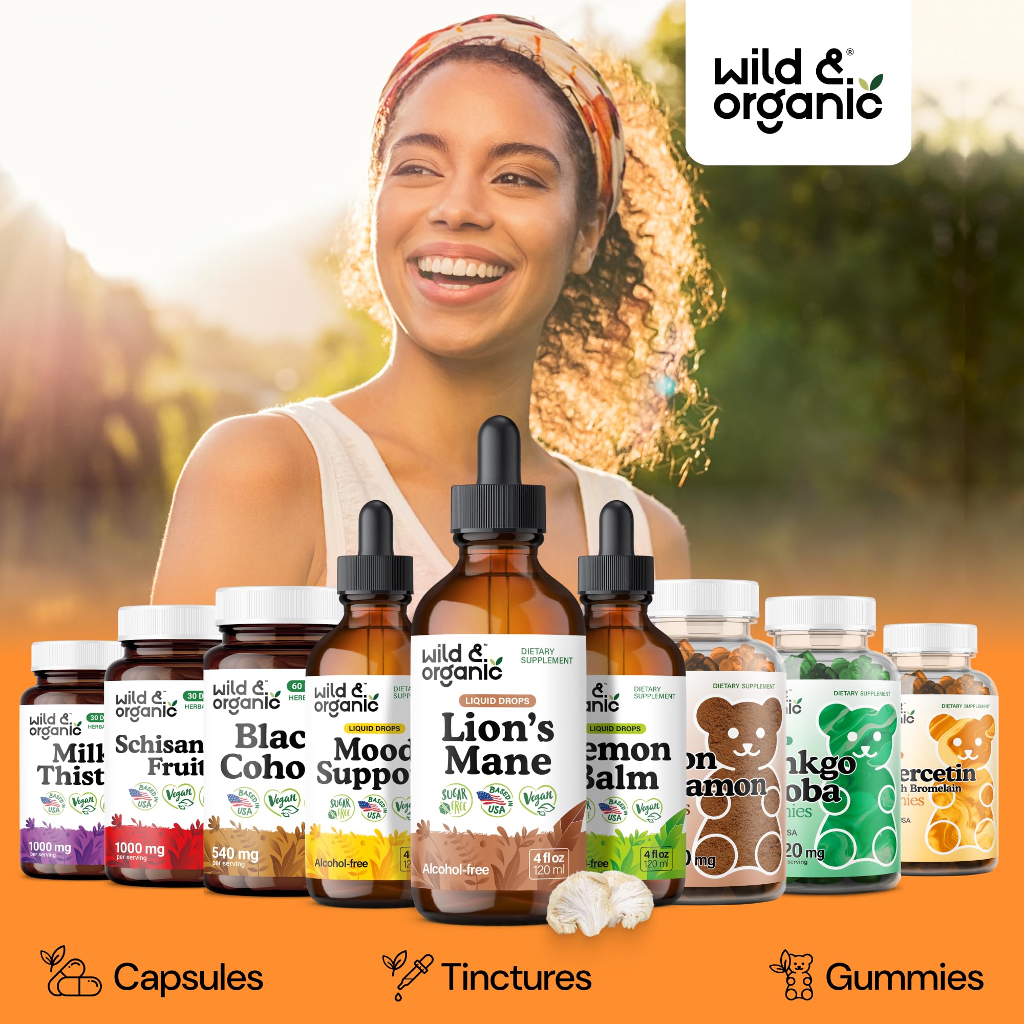 Wild & Organic envase de 4 oz para uso prolongado.