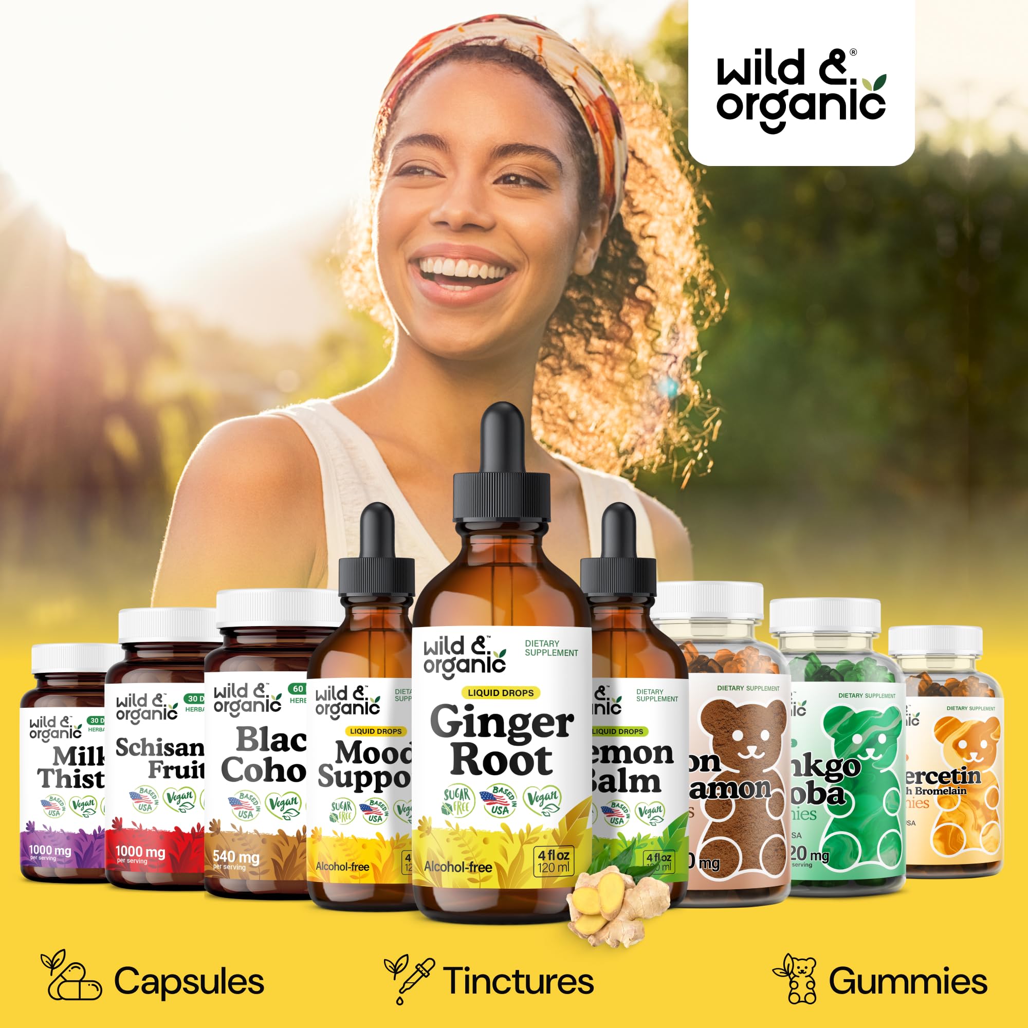 Wild & Organic: detalle de la frente del envase y la etiqueta.