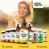 Wild & Organic: detalle de la frente del envase y la etiqueta.