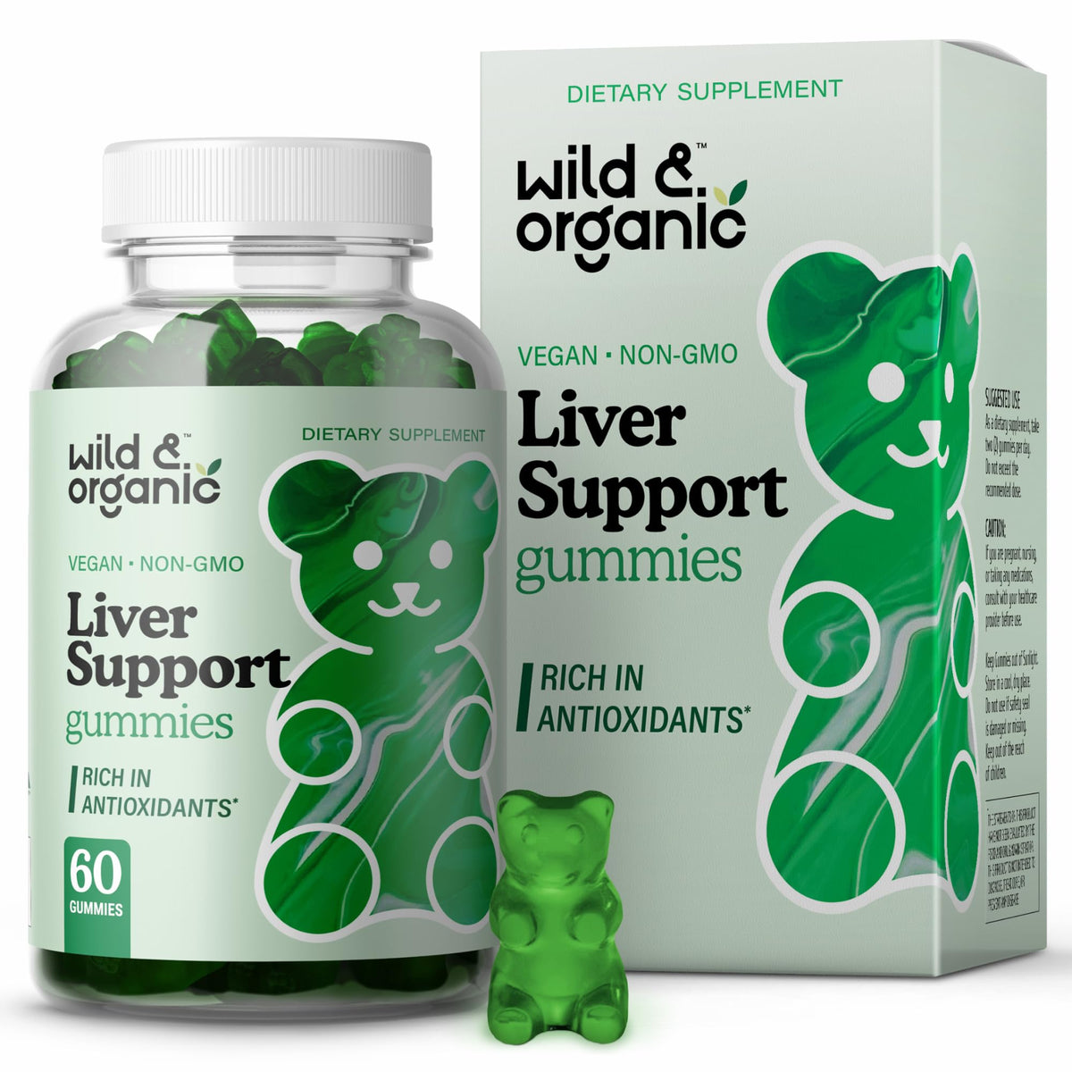 Gominolas Wild & Organic en bote para apoyo suave del hígado en tu rutina diaria.