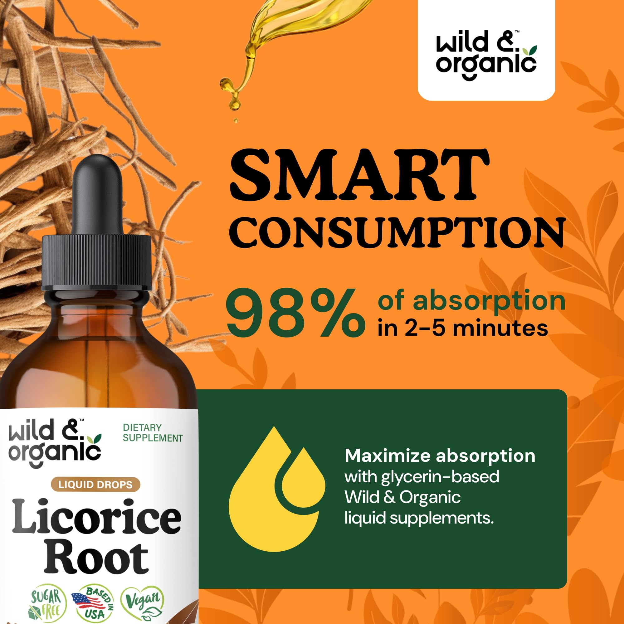 Wild & Organic gotero de regaliz, textura agradable, sin alcohol.