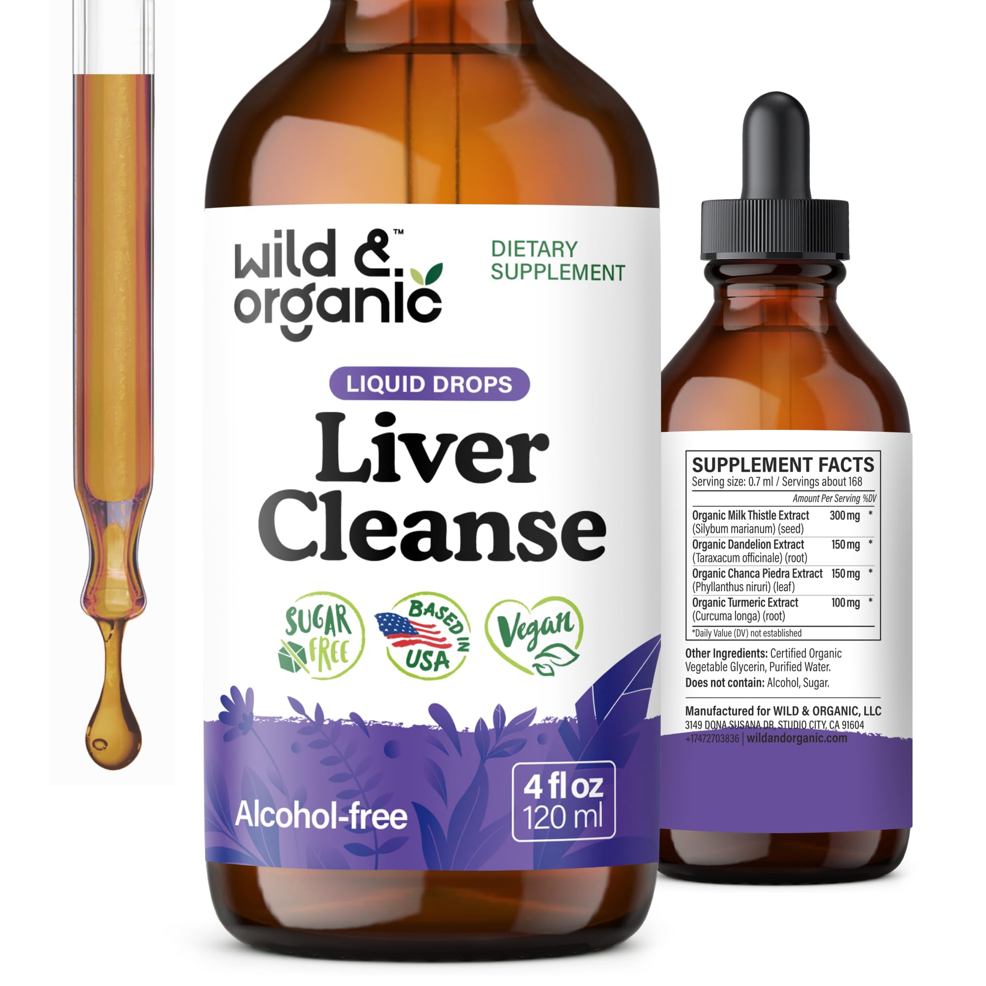 Wild & Organic limpieza de hígado en botella, apoyo diario suave.