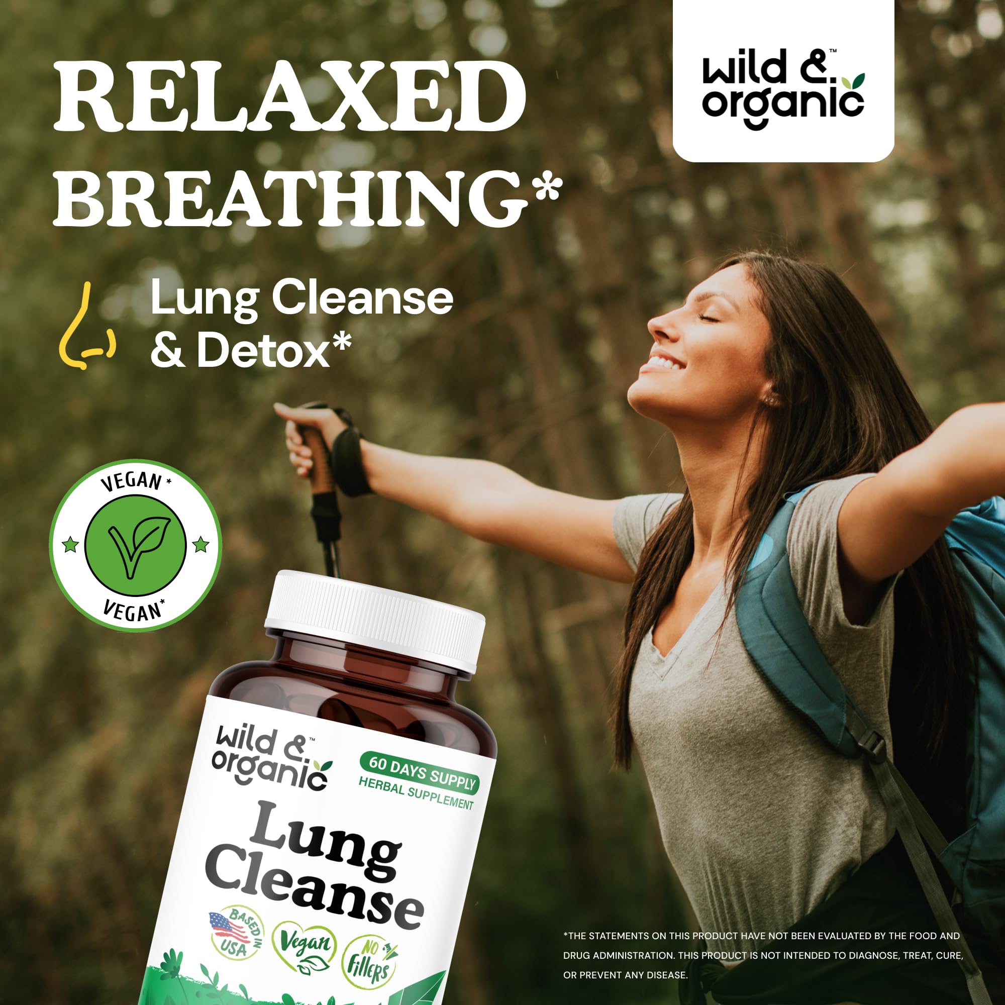 Wild & Organic Lung Cleanse dos cápsulas diarias para uso sencillo