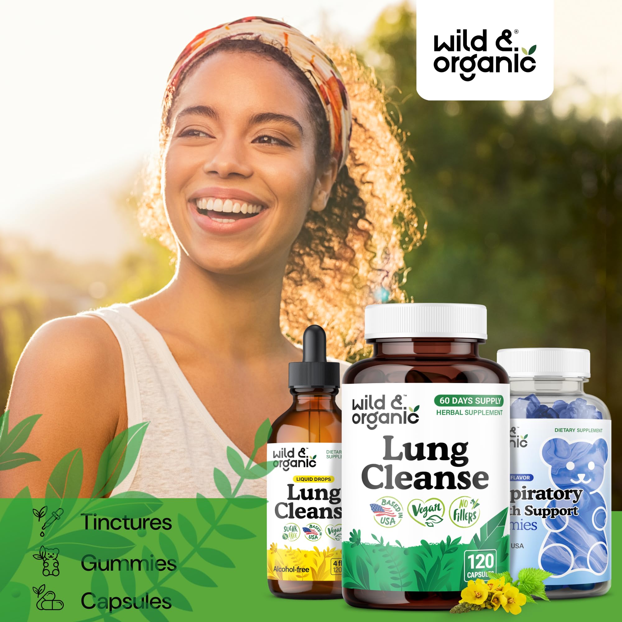 Wild & Organic Lung Cleanse ortiga para perfil herbales y apoyo natural