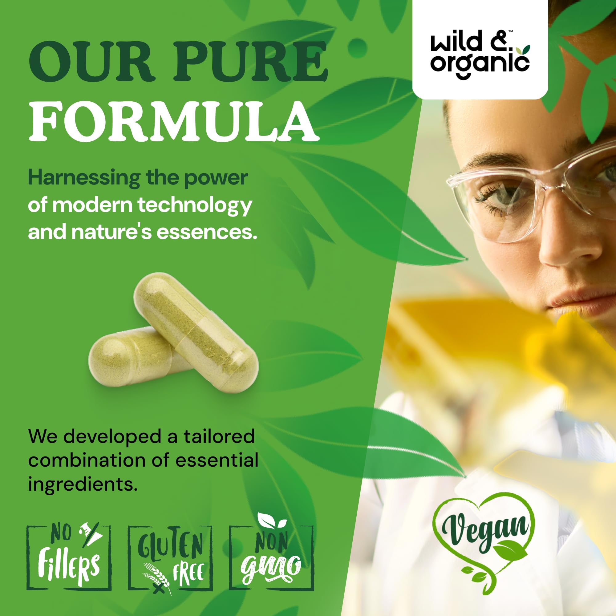 Uso diario con Wild & Organic, dos cápsulas al día para rutina estable