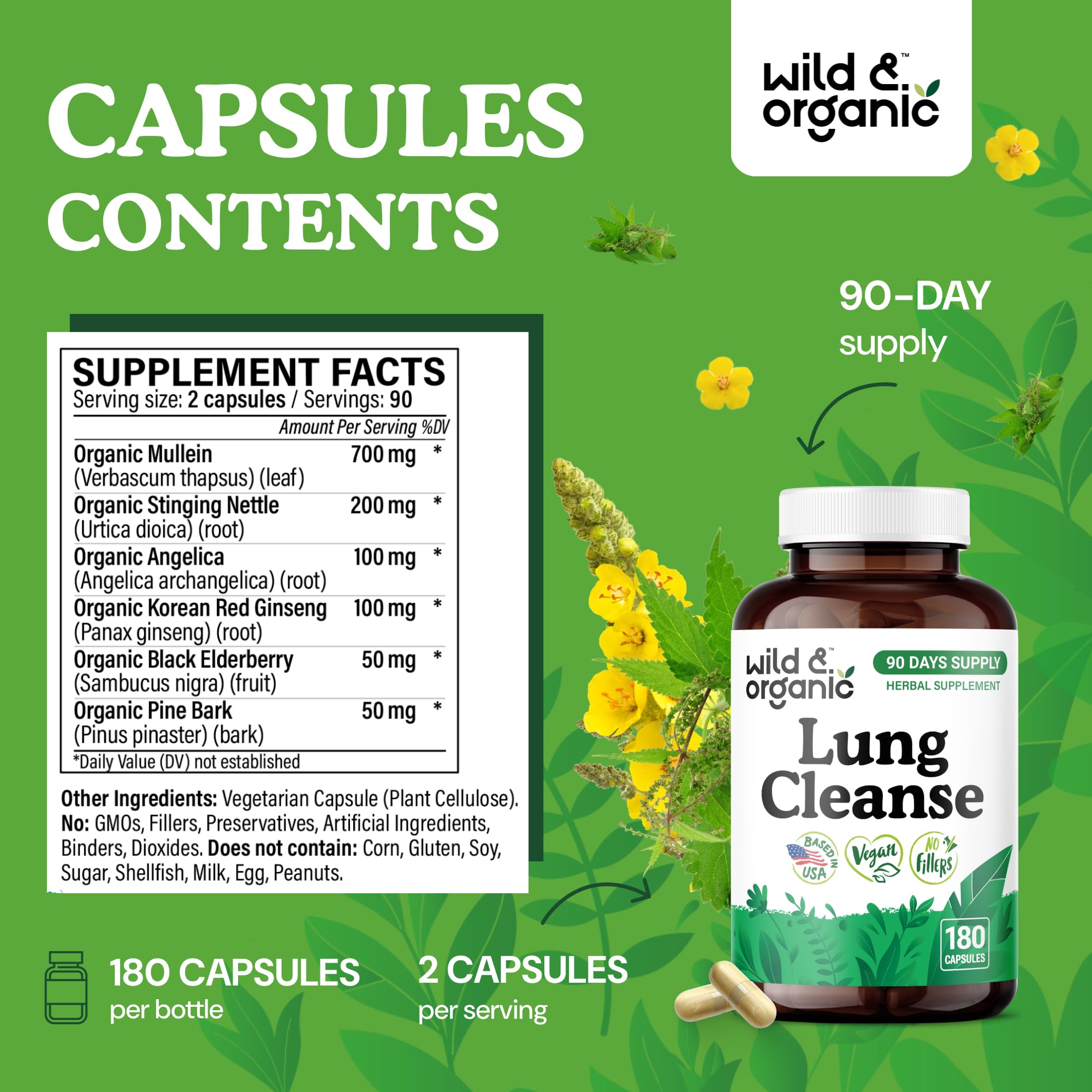 Wild & Organic Lung Cleanse cápsulas veganas para uso diario