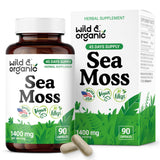Wild & Organic capsulas de musgo de mar, bote: posible apoyo al bienestar.