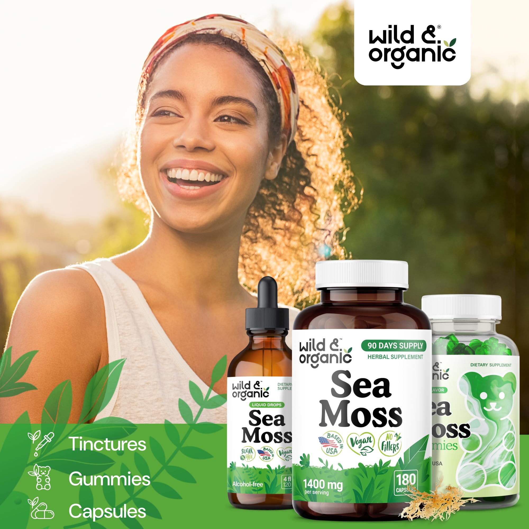 Wild & Organic Cápsulas de musgo marino: dosis diaria clara para rutina.