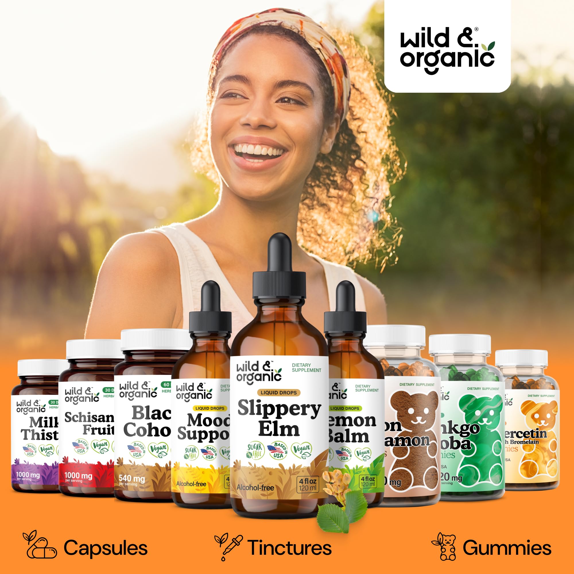 Wild & Organic olmo resbaladizo: base de glicerina, sin alcohol
