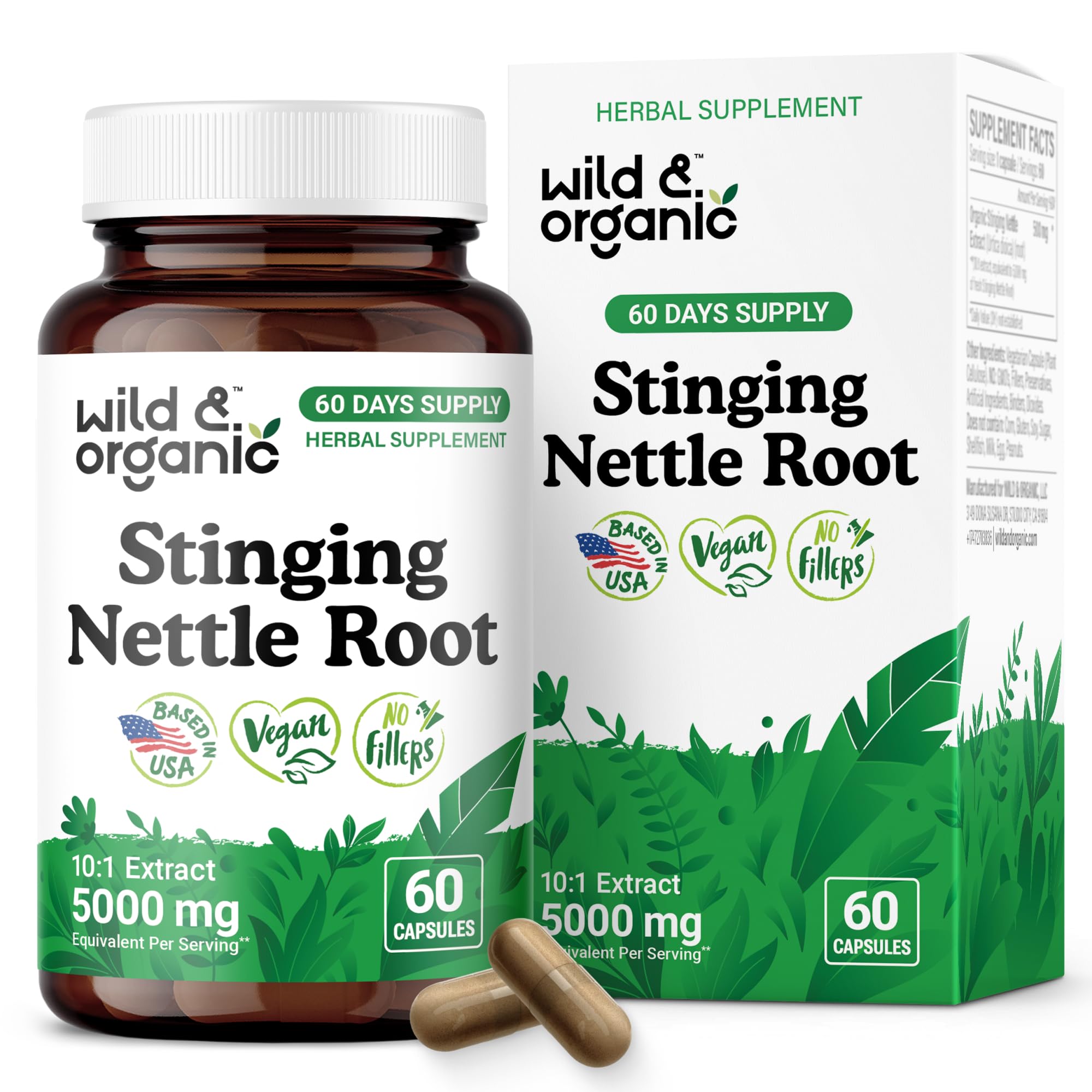 Wild & Organic Ortiga Raíz Capsulas: posible apoyo al confort urinario diario