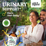 Wild & Organic Ortiga raiz gotas, primer plano de gotero para uso diario