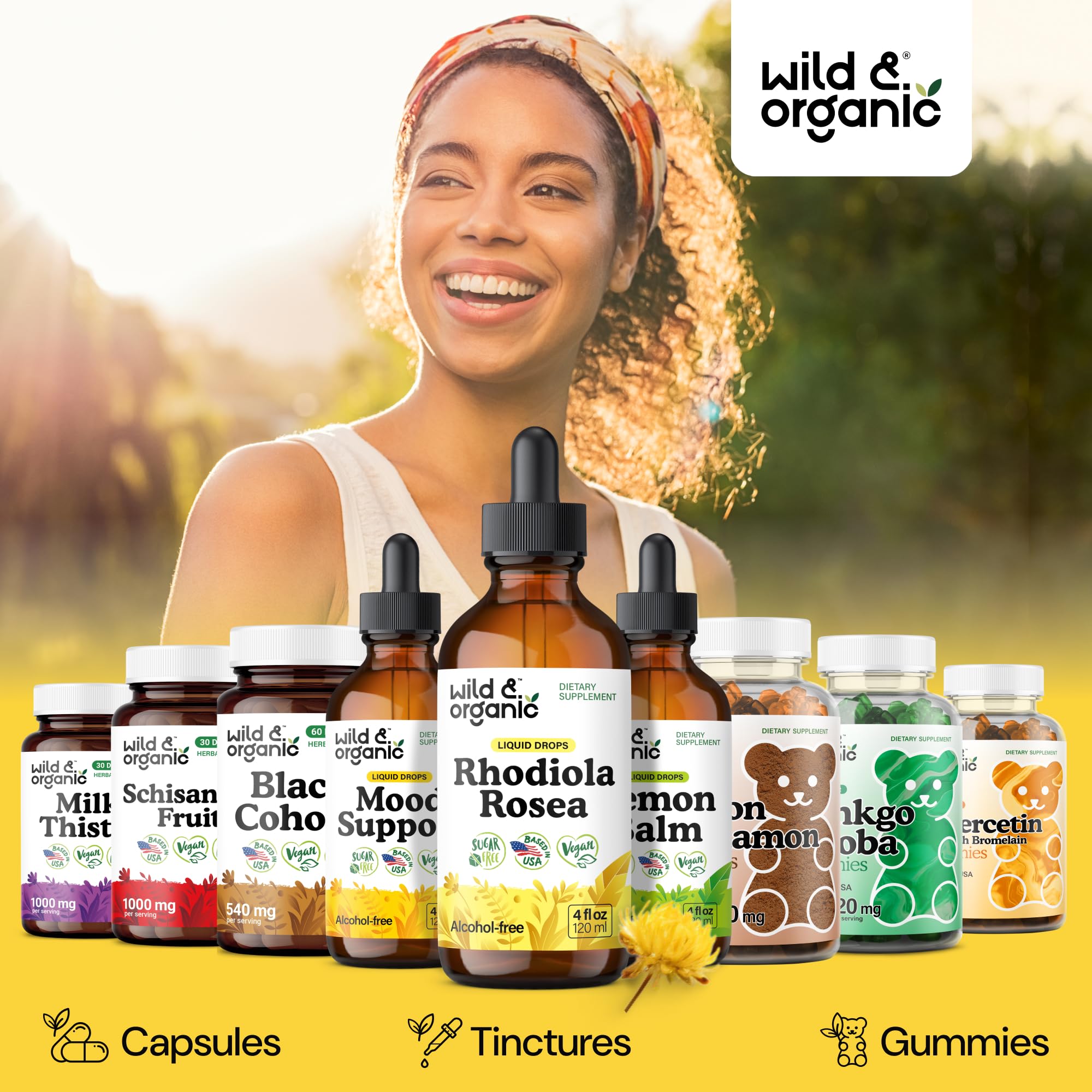 Wild & Organic Rhodiola Rosea Tintura: envase de 4 oz para suministro de 84 días