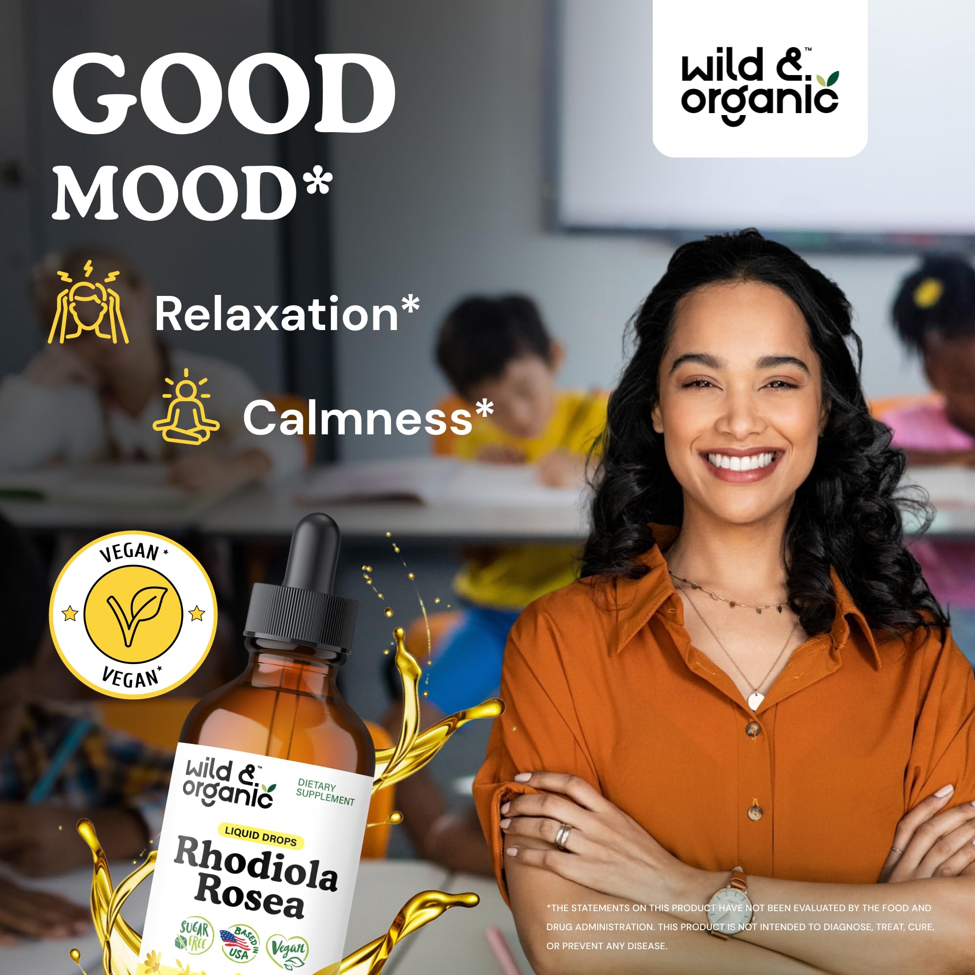 Wild & Organic Rhodiola Rosea Tintura: medidor de gotas para dosis precisa
