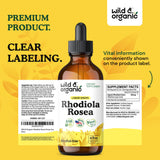 Wild & Organic Rhodiola Rosea Tintura: extracto de raíz calmante para ánimo estable