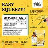 Wild & Organic Rhodiola Rosea Tintura: textura vegetal sin alcohol para digestión suave