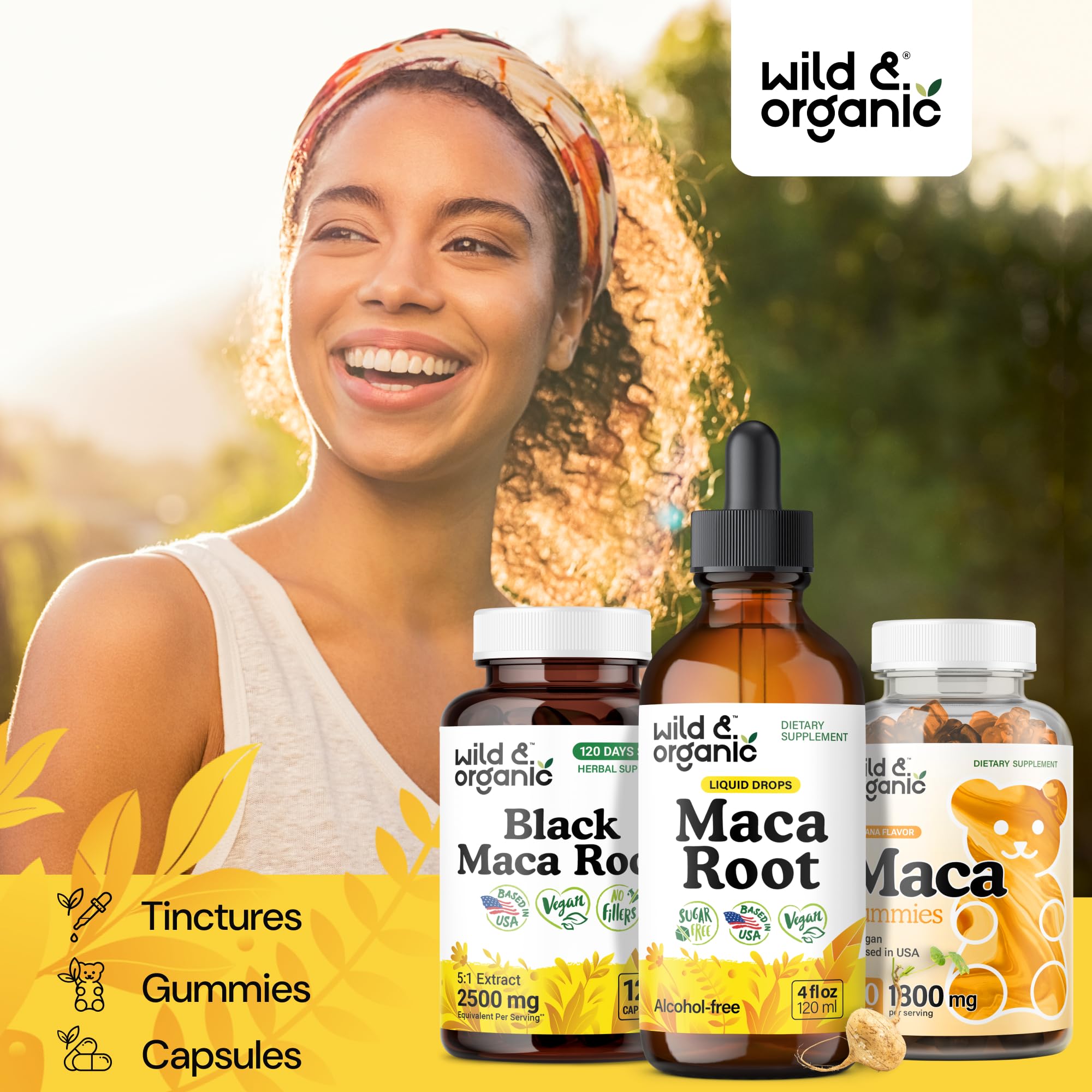 Sabor natural de maca en gotas sin azúcar añadida Wild Organic