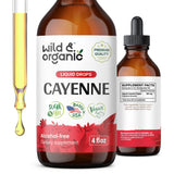 Wild & Organic tintura de cayena frasco vertido facilita dosificación diaria