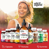 Wild & Organic tintura de ginseng con dulzura natural, sin azúcar.