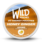 Wild Pouches cafeína 120 mg, sabor miel jengibre, para mayor energía.