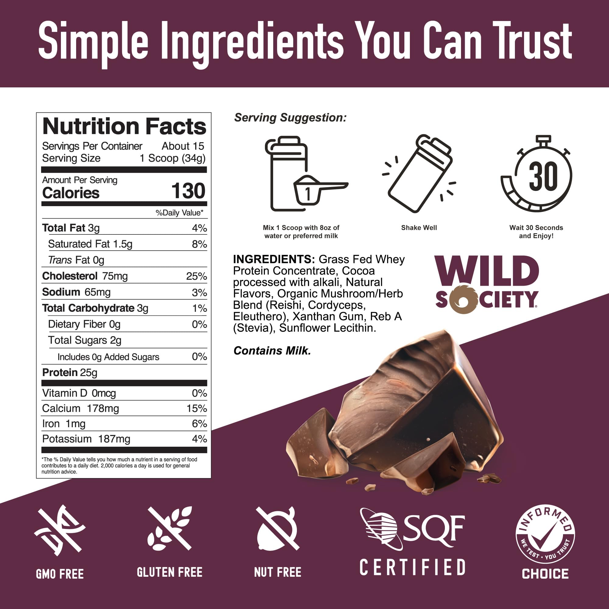 WILD SOCIETY chocolate holandés: mezcla con hongos y adaptógenos para energía sostenida
