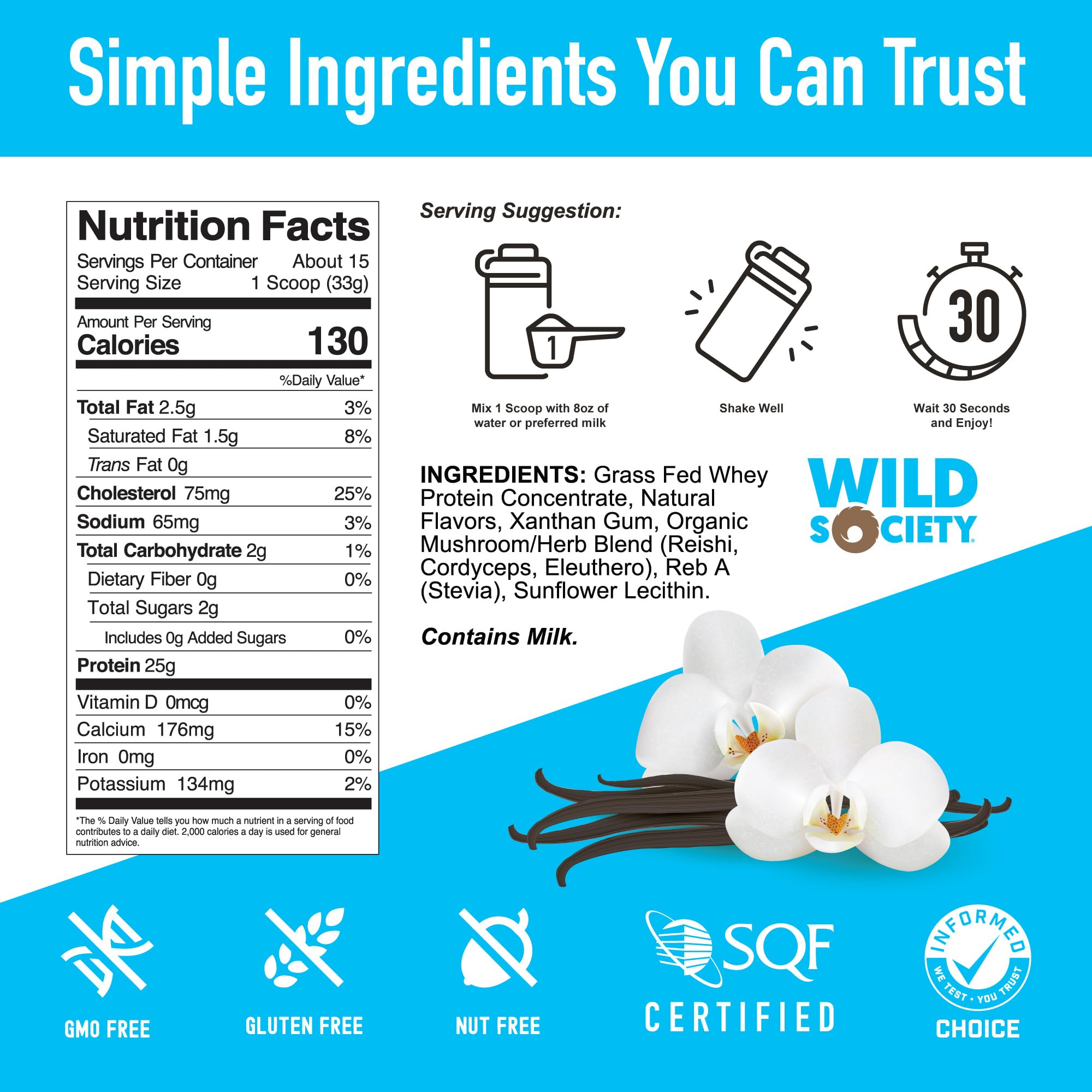 Sin azúcar añadida, sin GMOs y sin gluten en WILD SOCIETY.