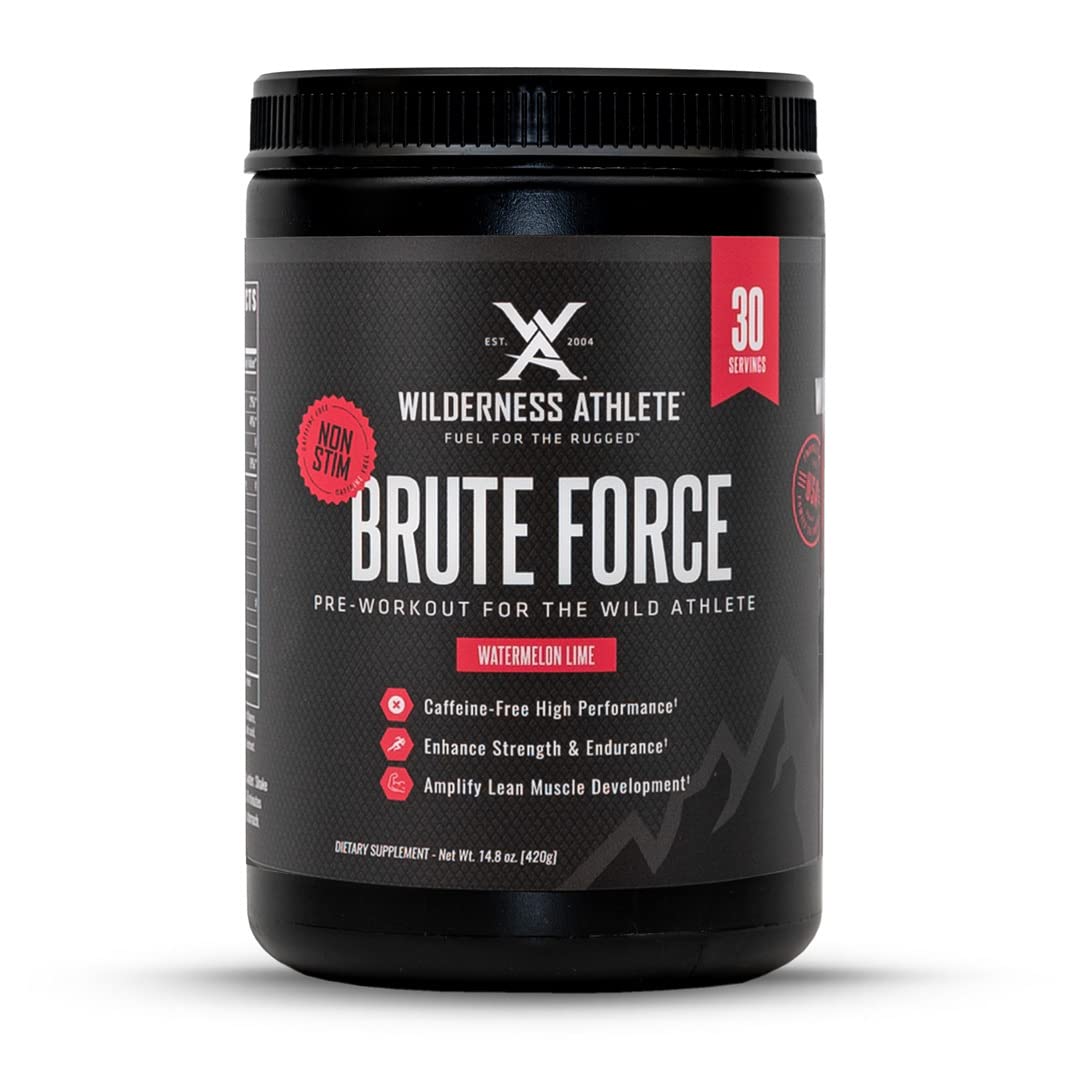 Brute Force de Wilderness Athlete, envase-30-porciones para energía estable durante entrenamientos.