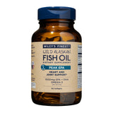 Wiley's Finest Aceite de Pescado de Alaska, botella con etiqueta visible para apoyo del corazón.