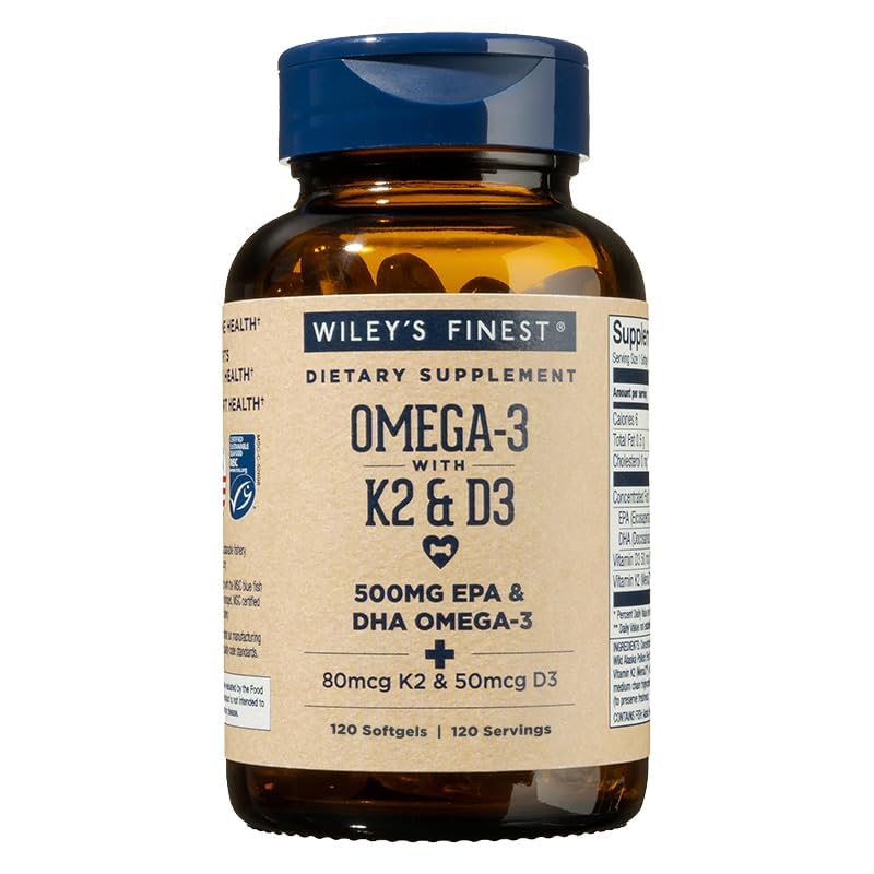 Wiley's Finest Aceite de Pescado Salvaje de Alaska en botella para apoyo óseo y cardiovascular