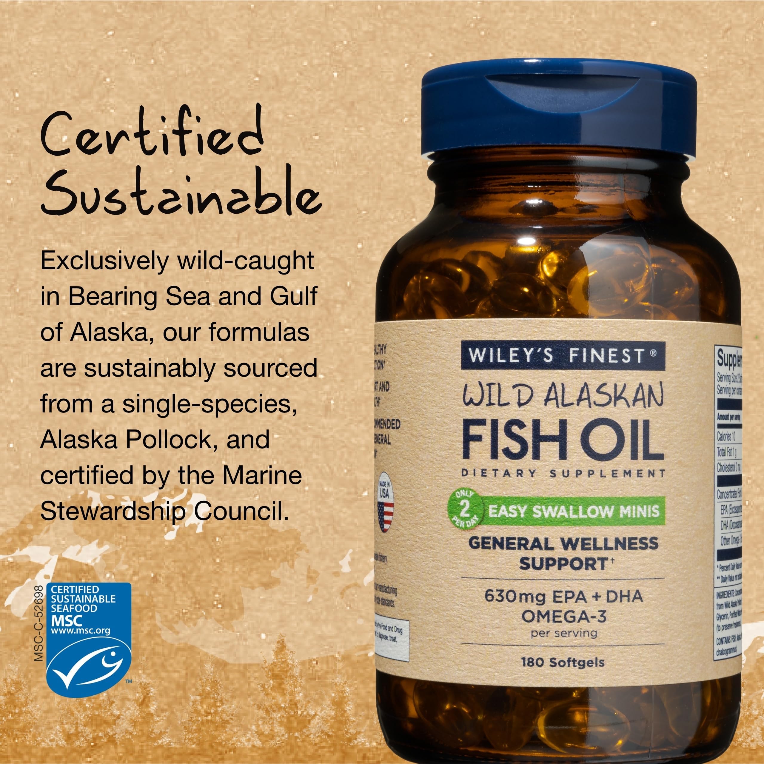 Origen sostenible de Alaska Pollock en Wiley's Finest.