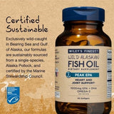 Botella Wiley's Finest con certificado MSC, empaque sostenible.