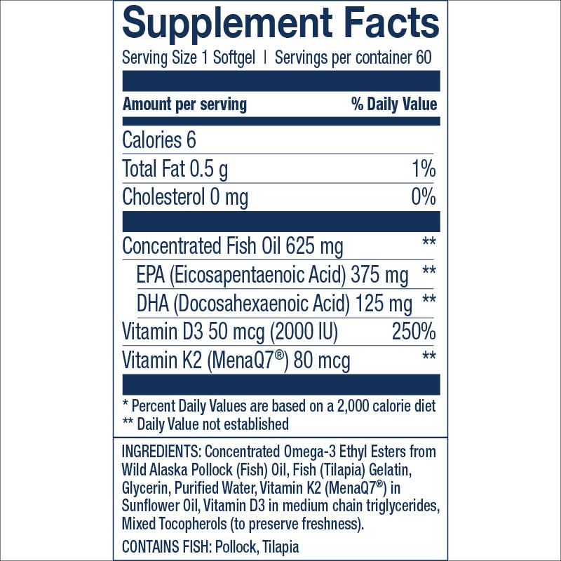 Wiley's Finest, cápsulas omega-3, primer plano para apoyo diario del corazón.