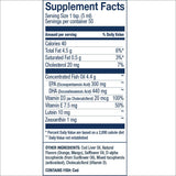Wiley's Finest Cod Liver Oil, etiqueta detallada mostrando DHA, EPA y vitaminas.
