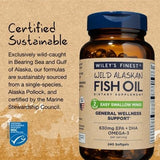 El sello MSC demuestra pesca sostenible de Wiley's Finest Easy Swallow Minis.