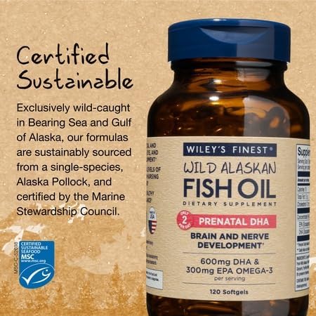 Wiley’s Finest Prenatal DHA libre de mercurio para mayor tranquilidad.