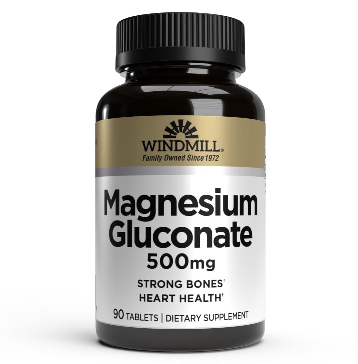 Windmill magnesio gluconato 500 mg, tabletas de 90, apoyo a la densidad ósea.