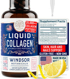WINDSOR BOTANICALS colágeno líquido concentrado para piel y uñas, sabor limón