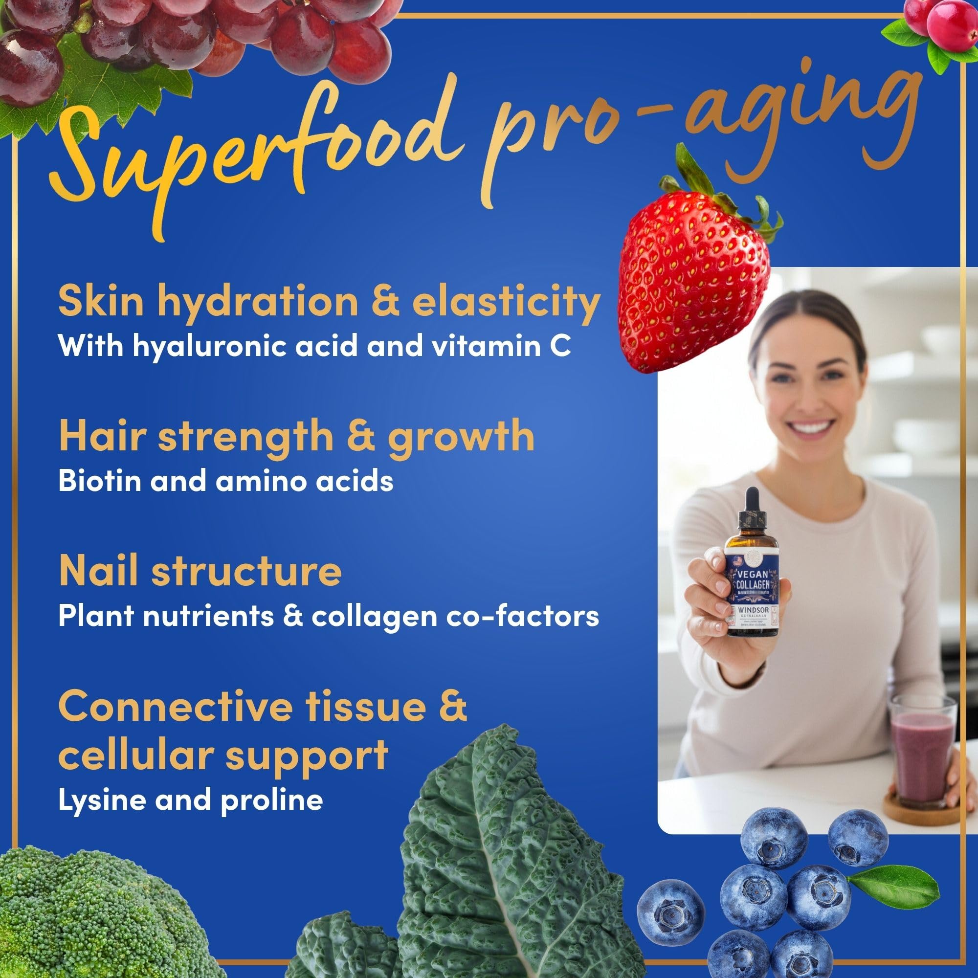 WINDSOR BOTANICALS Collagen Builder, envase-120ml: formato práctico para uso diario.