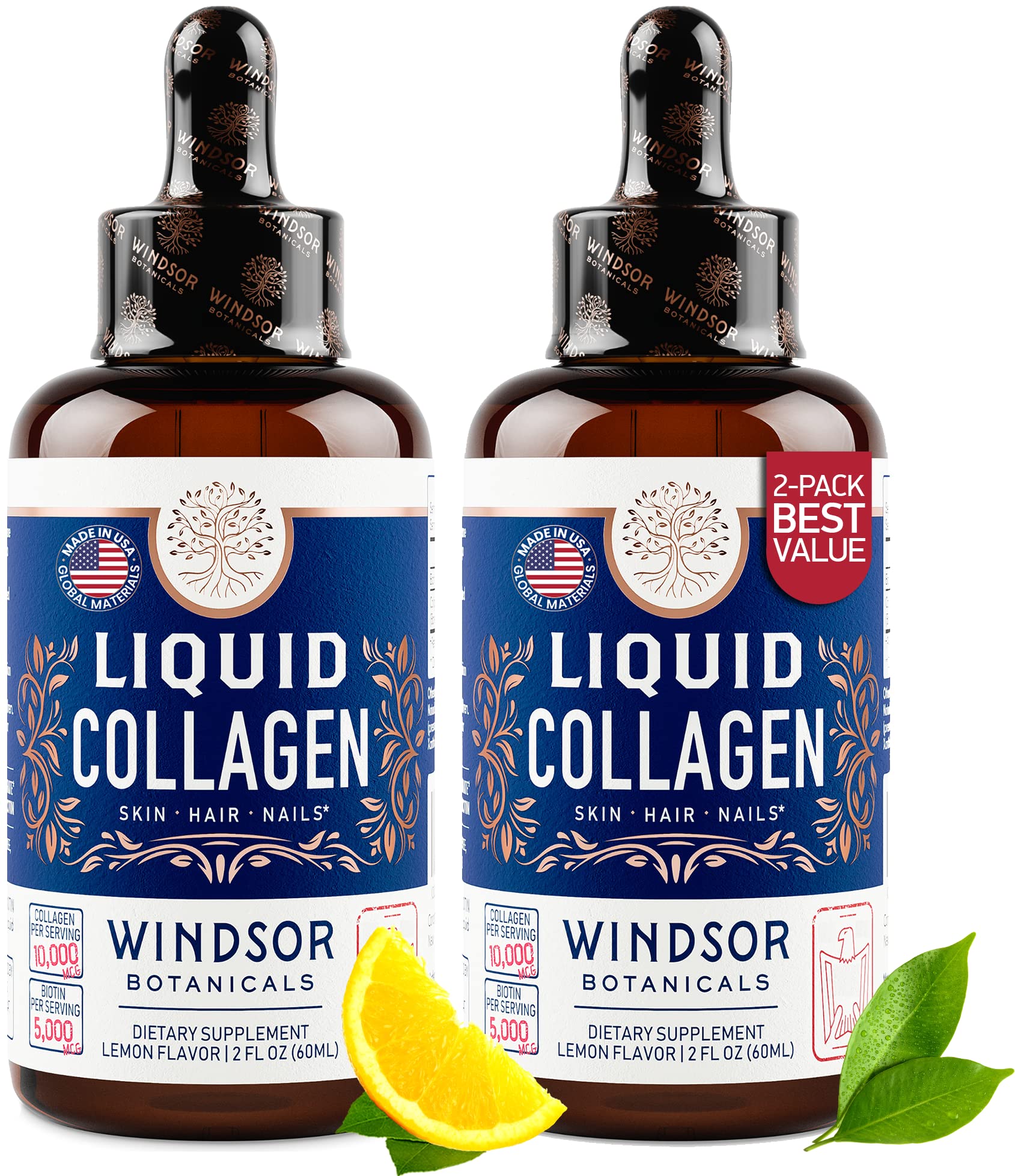 WINDSOR BOTANICALS concentrado de colágeno líquido con gotero para piel suave