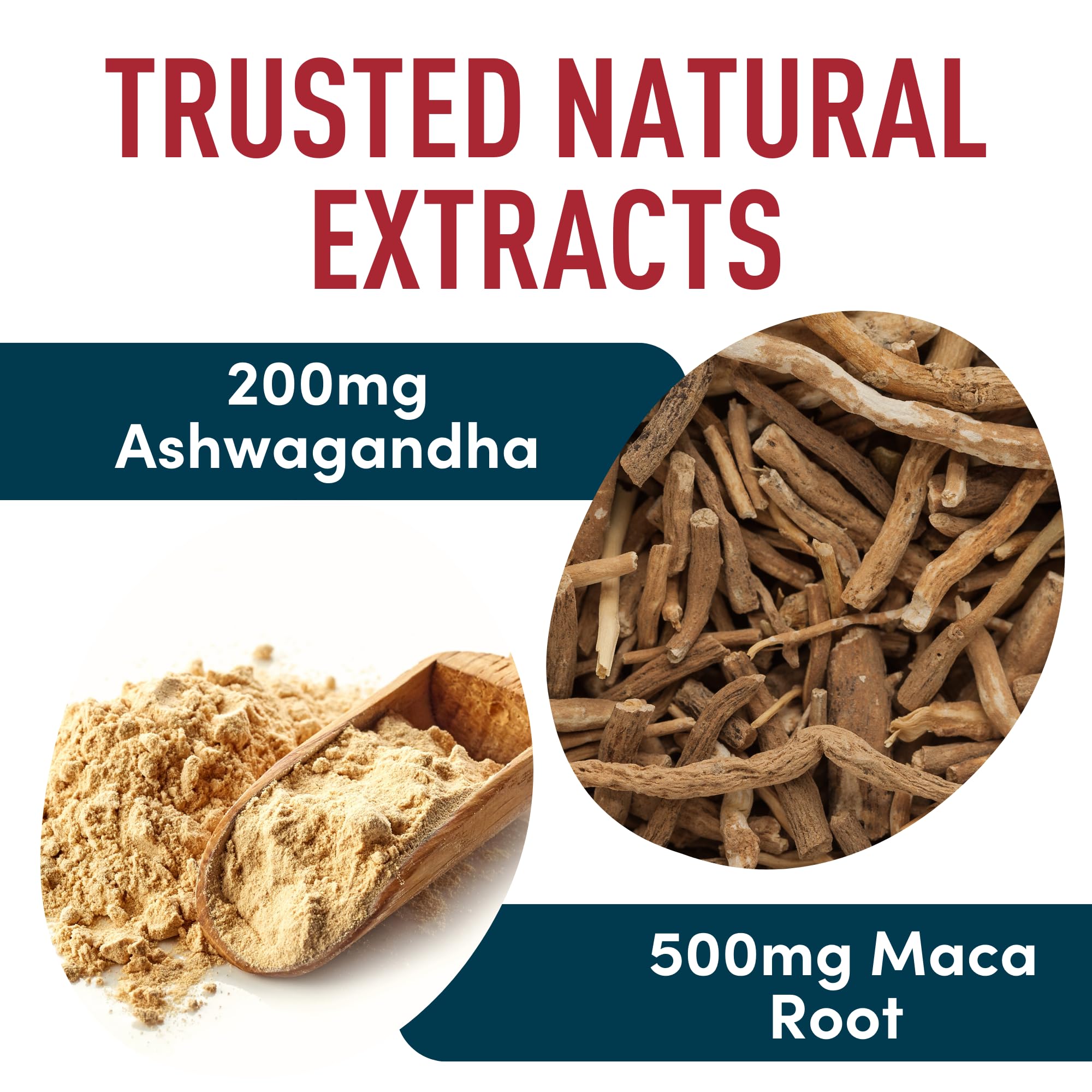 WINDSOR BOTANICALS: etiqueta del bote con datos de Maca y Ashwagandha.