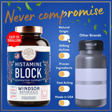 WINDSOR BOTANICALS Frasco bloqueador de histamina: fácil de tomar y almacenar