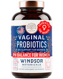 Probióticos vaginales Windsor Botanicals en botella para equilibrio diario.