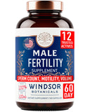 WINDSOR BOTANICALS suplemento fertilidad masculina: frasco frontal con maca para vitalidad