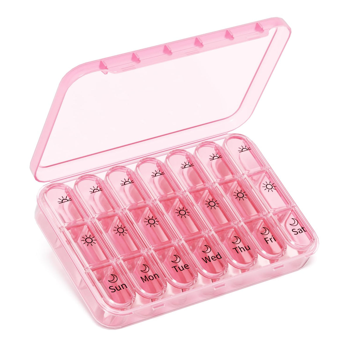 Windtrace organizador de pastillas rosa en diseño minimalista, ideal para bolso.