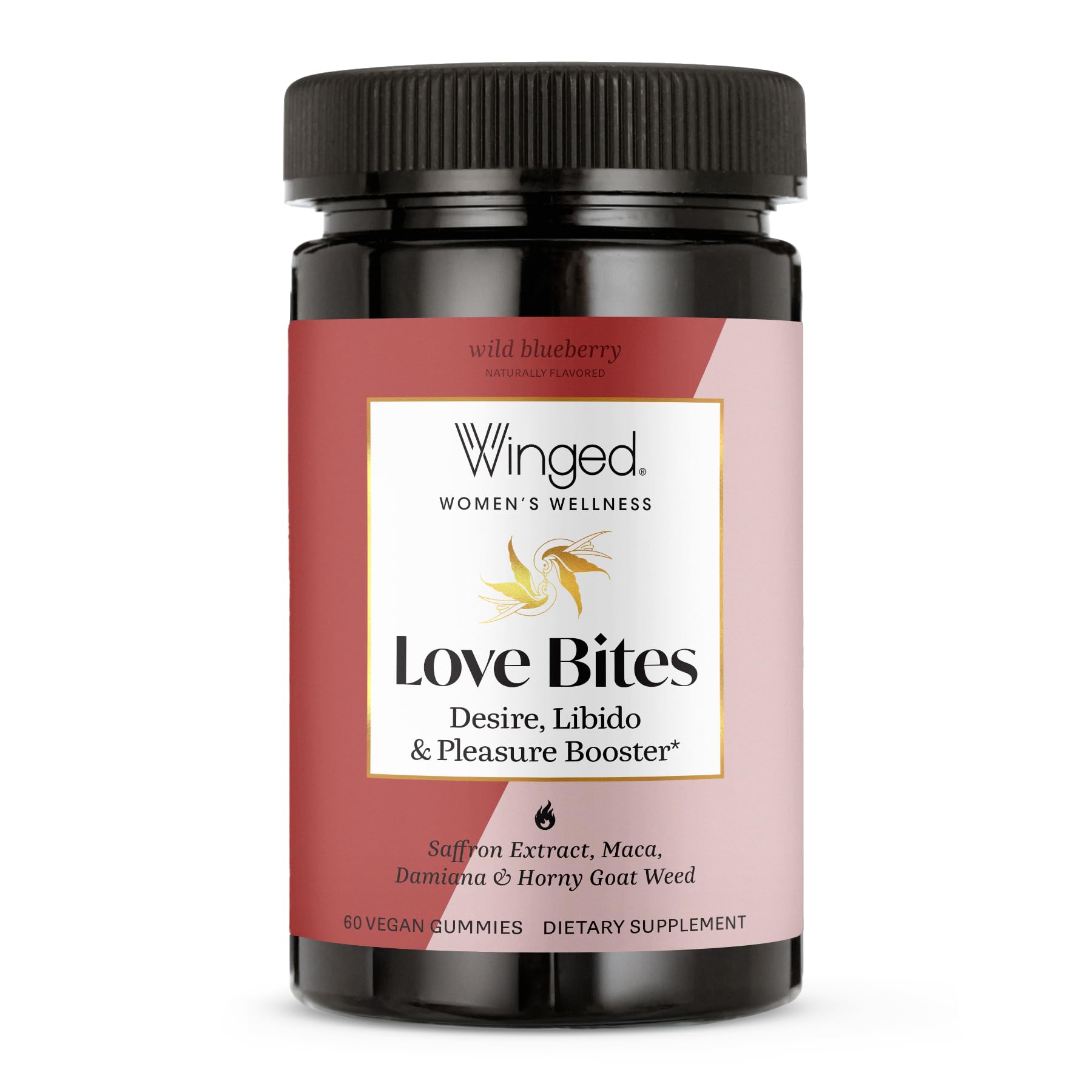 Gomitas Winged Wellness Love Bites en envase para bienestar íntimo.